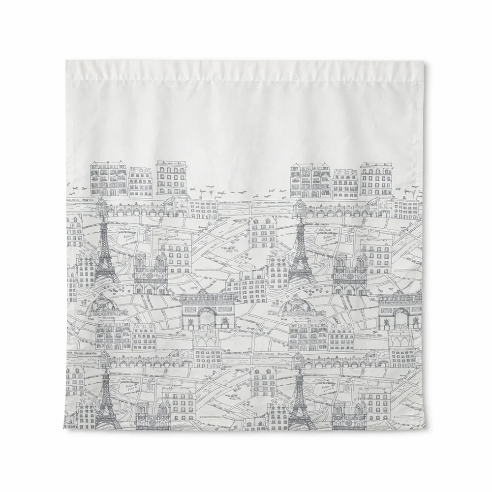 Nicole Miller Home Paris Eiffel Tower Rod Pocket Curtain Panel Black White